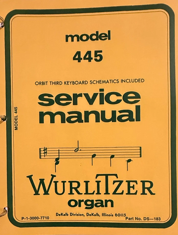 Manual de servicio Wurlitzer Organ Models 440-444, 419/429/430/435/460/465, 440. 445 Foto 3 de 3