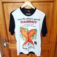 MOSCHINO T-shirt Womens Carrot 🥕 Print Crew Neck 100% Cotton White Size L/12