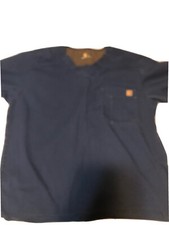 Carhartt Shirt Mens Large Blue Scrub Top Ripstop Short Sleeve Shirt