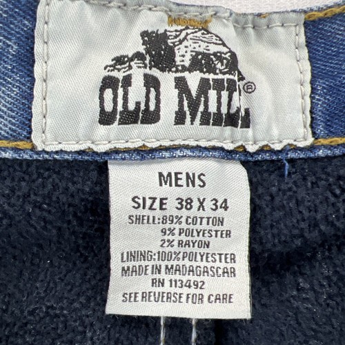 Old Mill Fleece Lined Jeans Men’s Size 38x34 Classic Blue Denim Warm Winter Wear - 第 12/16 張圖片