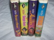 Walt Disney black diamond vhs tapes lot of 4 Dumbo, Aladdin, jungle book, beauty