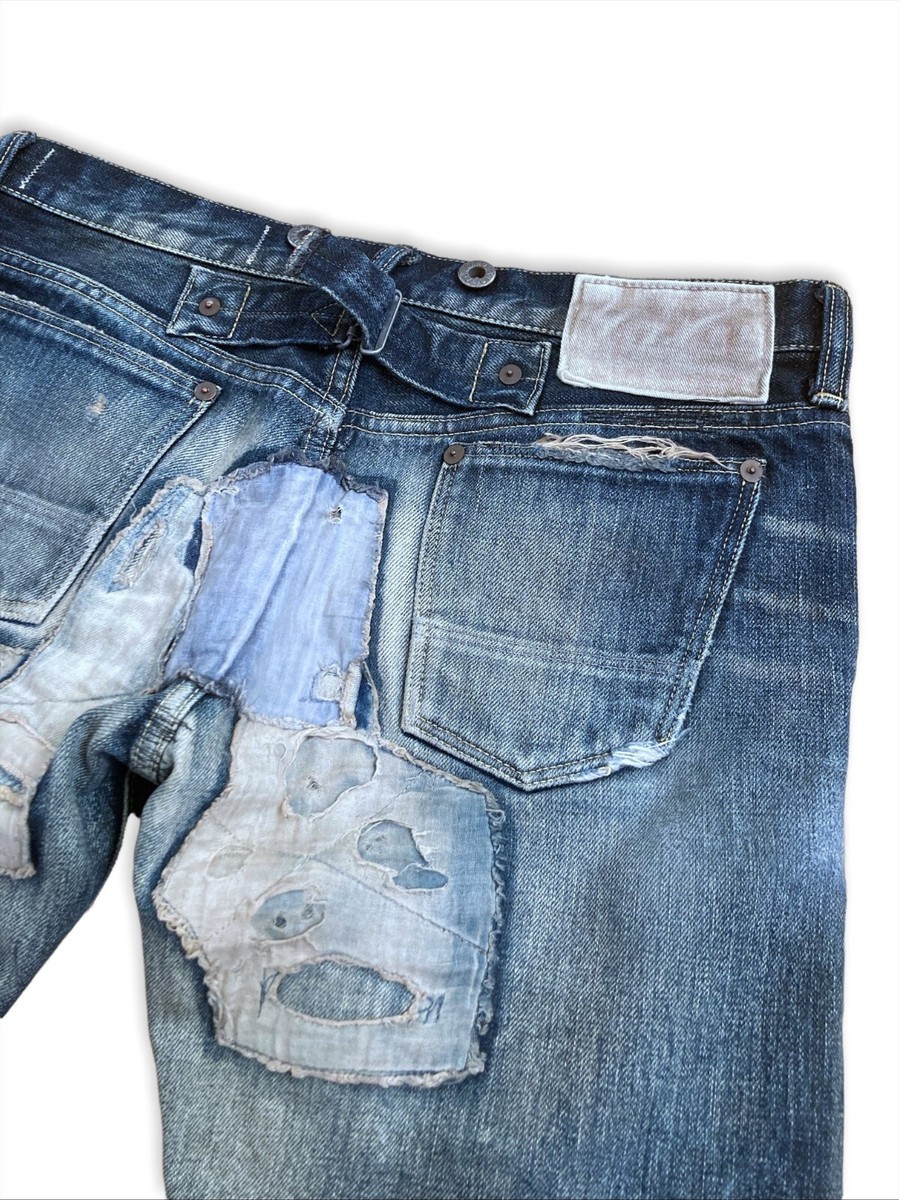 パンツ KAPITAL BORO DENIM PATCHWORK CHAPS PANTS Kapital Boro Denim Patchwork Chaps Pants Size 3 Men's Unique