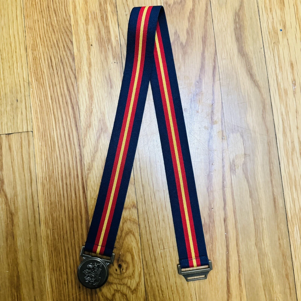 Polo Ralph Lauren Stretchy Belt Signature Striped Navy Blue Red Gold Women 12 Ralph Lauren Striped Belts for Women for sale | eBay main image 2