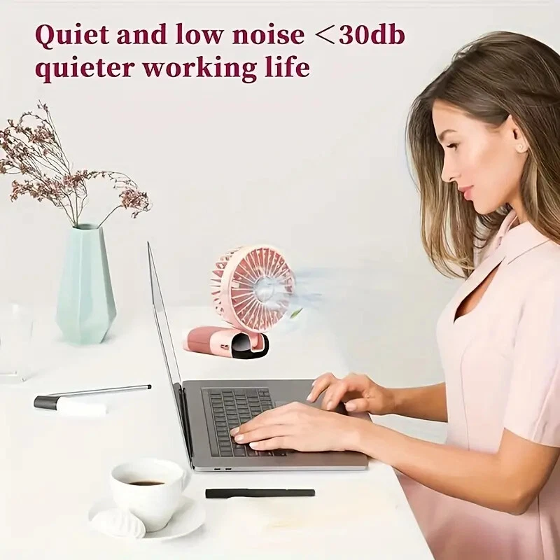 Rechargeable, Handheld fan-LED Display, Adjustable, USB-Powered, Portable! - Image 4 of 4