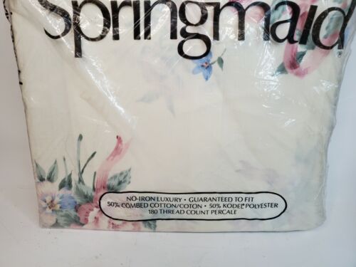 Springmaid Double Fitted Floral Sheet 180 Thread CT Percale Bridal Pink NEW - Picture 4 of 5