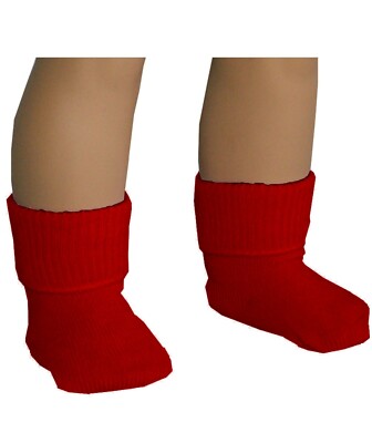 Black Red Blue Pink White Tan Fold Over Socks fit 18'' American Girl Size Doll