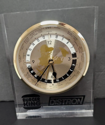 Vintage Burger King Distron Desk World Clock 5.5
