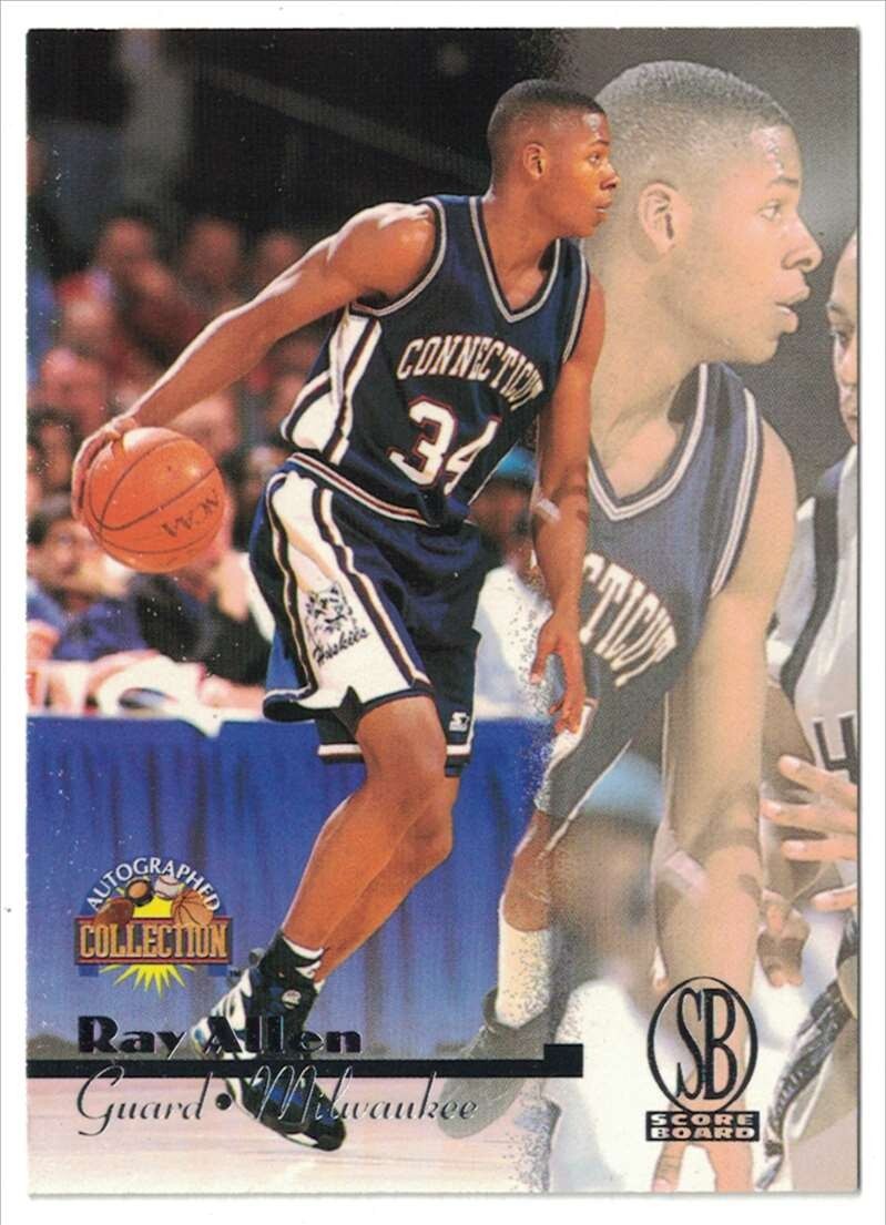 1996 Score Board Autographed Collection #14  Ray Allen ROOKIE RC Connecticut