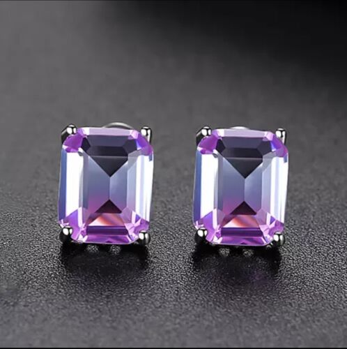 ZARD Ombre Cubic Zirconia Stud Earrings Pink Purple - Picture 1 of 3