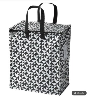 KNALLA Bag, black/white, 15 ¾x9 ¾x18 ½ ''/12 gallon