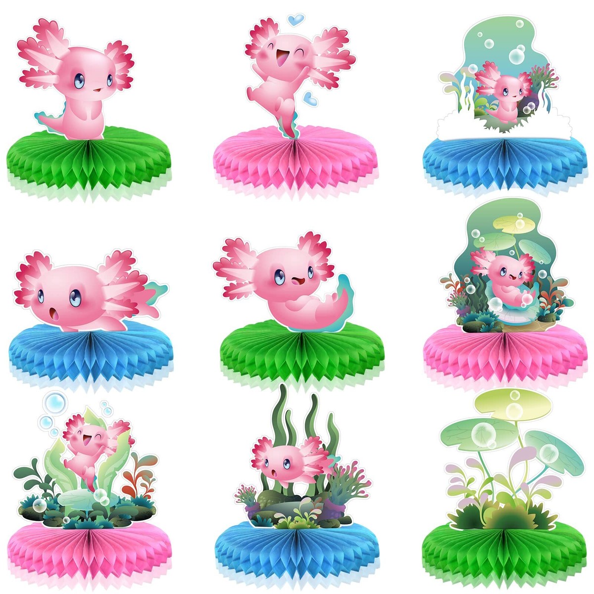 Decorazioni Festa Axolotl Blu Obussgar - Set Completo Per 20 Persone