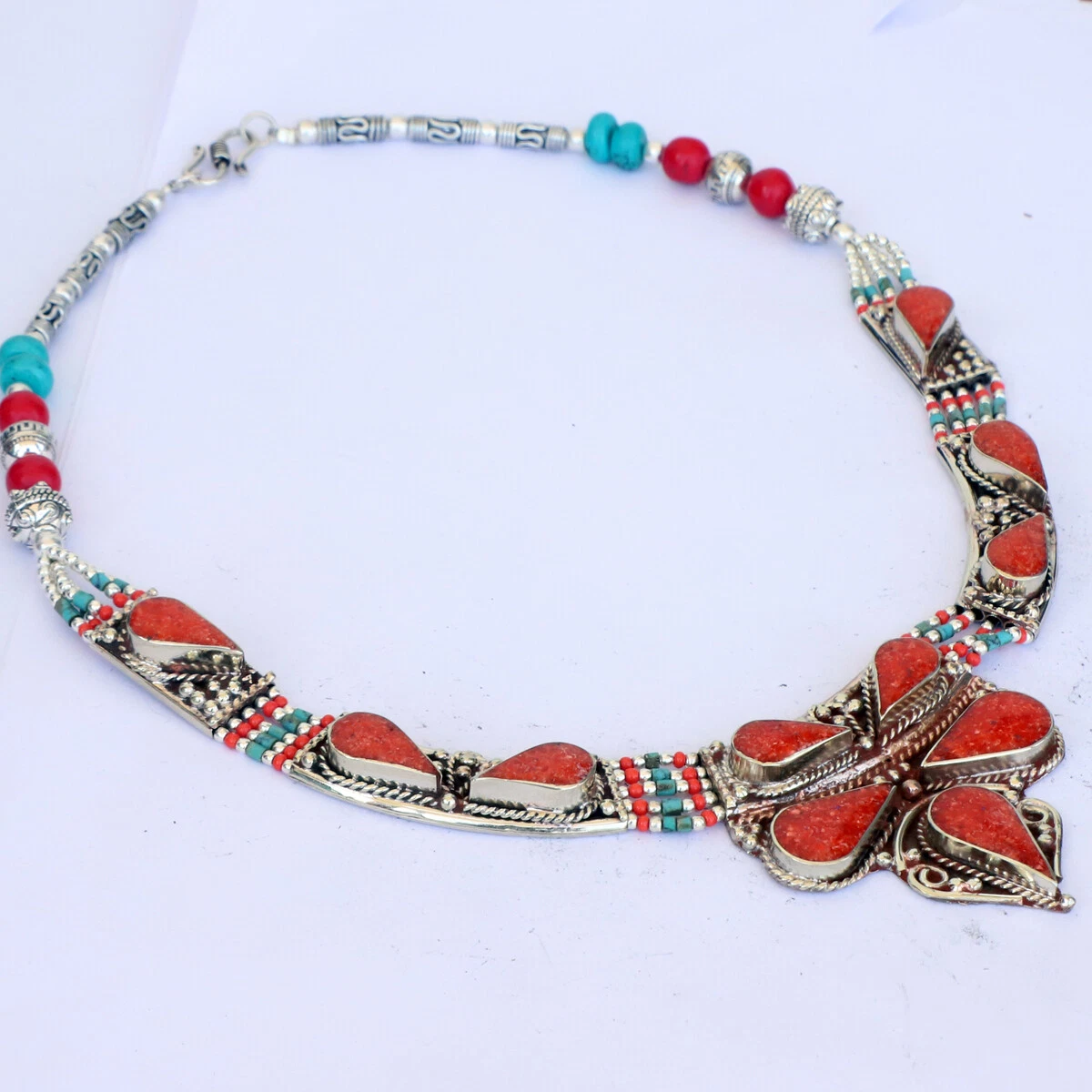 Vintage inspired inlaid Coral turquose jewelry stores near me