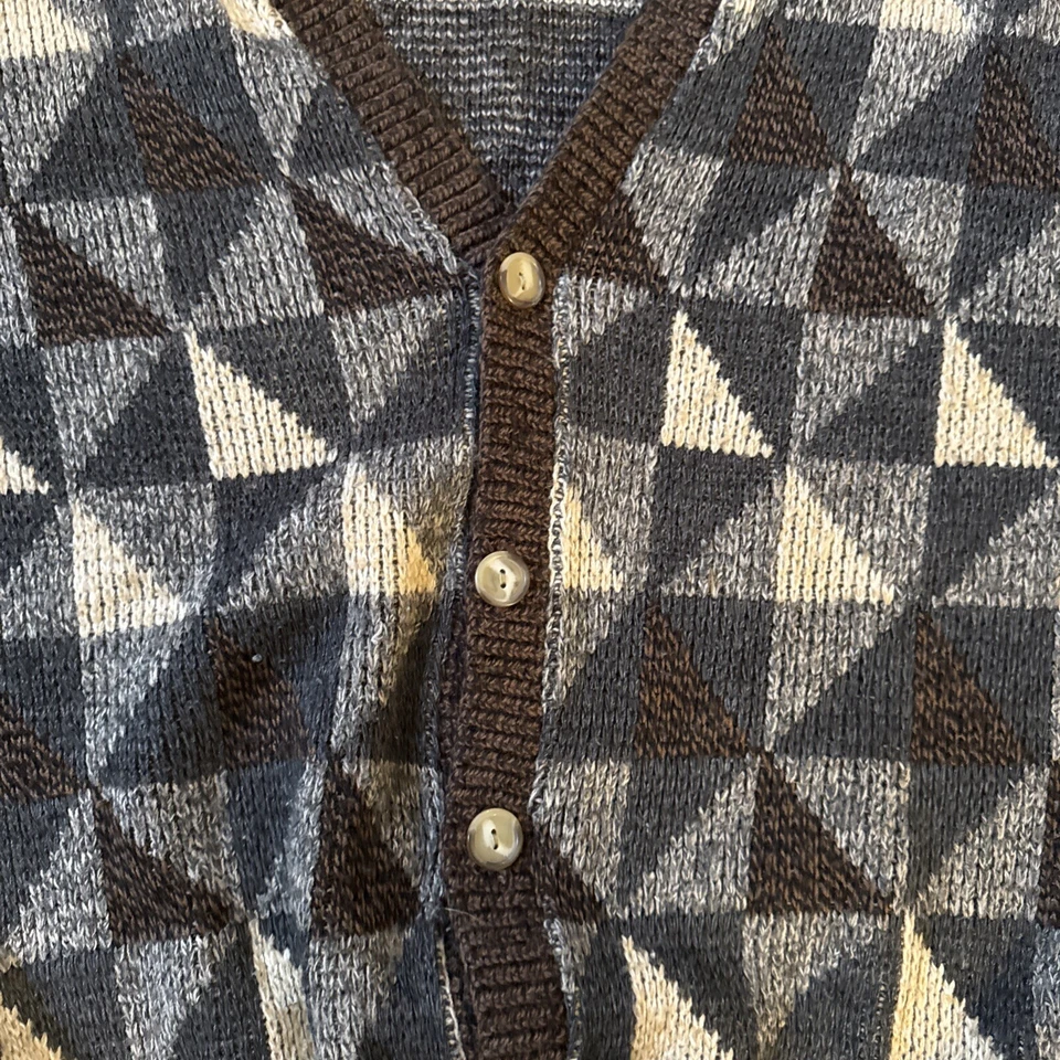 Cárdigan suéter tejido vintage David Taylor para hombre L T negro/gris Cosby Foto 2 de 4