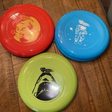 Wham-O Frisbee 9" Discs Green Jaws Blue Astronaut, Red Bull Lot of 6