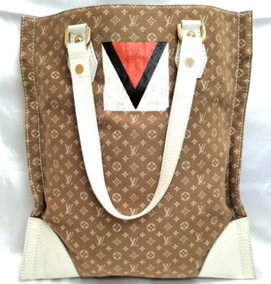 Authentic LOUIS VUITTON Tanger Monogram Mini Tote Bag Camel White 
