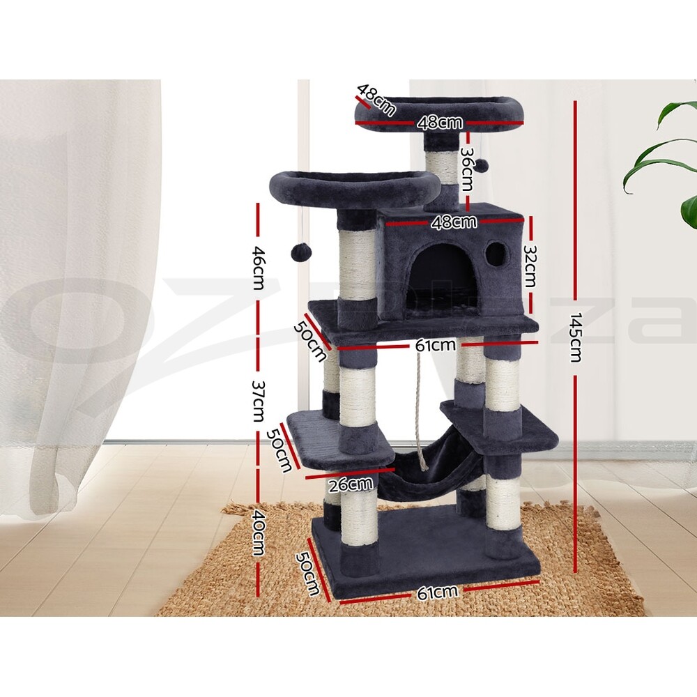 i.Pet Cat Tree Tower Scratching Post Scratcher 145cm Wood Condo House