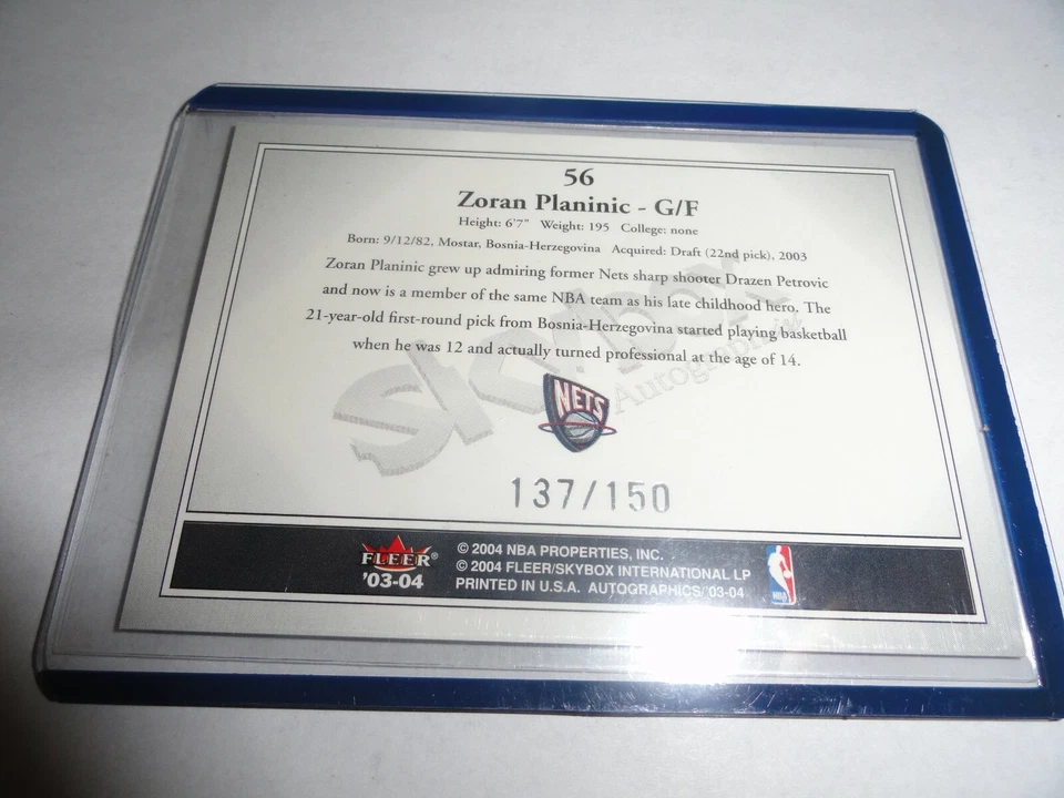 2003-04 Skybox Autographics RARE SILVER 137/150 Zoran Planinic #56 Rookie NM/M - Image 2 of 2