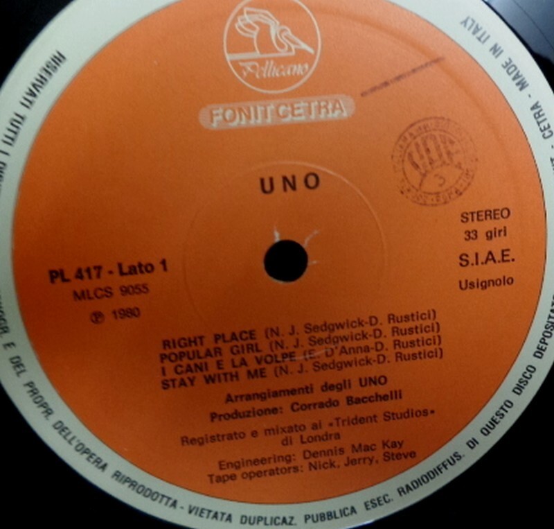 UNO ST TOP ITALY PROG 1980 FONIT CETRA 2ND PRESSING LP PFM UNO ST TOP ITALY PROG 1980 FONIT CETRA 2ND PRESSING LP PFM
