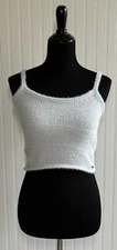 Hollister Crop Tank Top Sweater Baby Blue Fuzzy Size Medium NWT