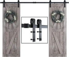 9 FT Double Barn Door Hardware Kit, Sliding Door Track-Smoothly and Quietly -Inc