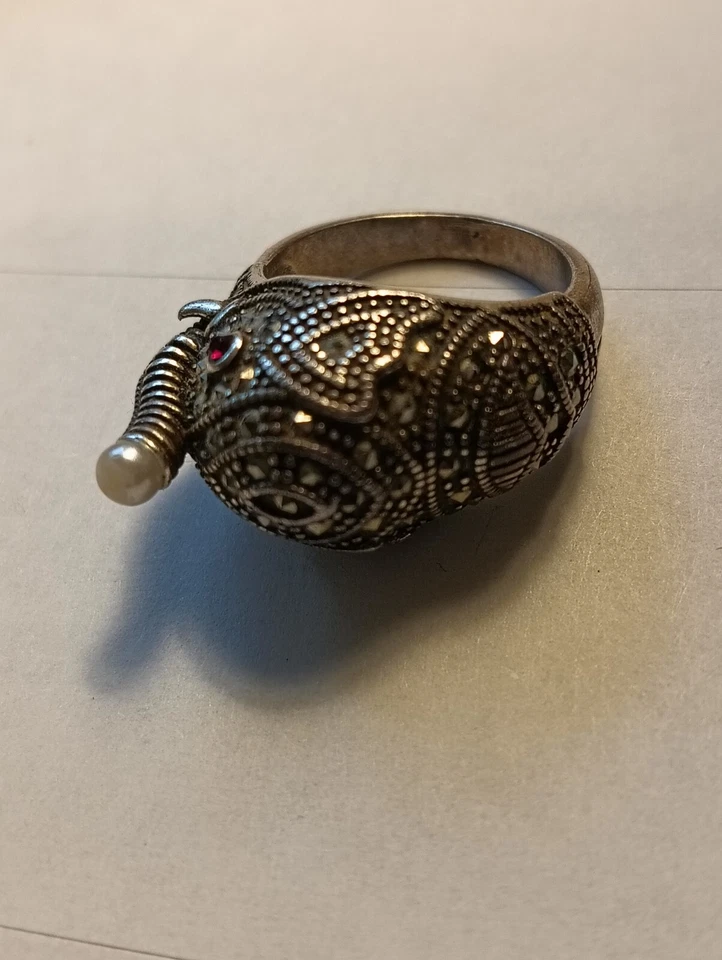 ANELLO ARGENTO ELEFANTE RUBINI - Immagine 2 di 4