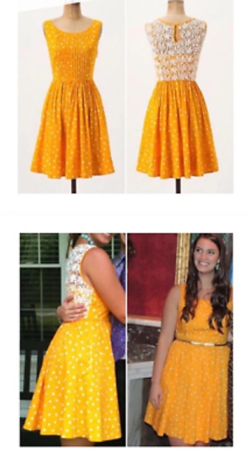 Moulinette Soeurs Melora polka dot dress WOMENS SIZE 2 YELLOW GOLD *I - Image 2 of 4