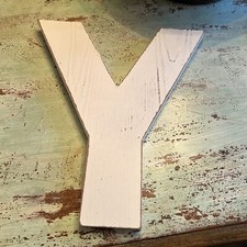 Y Rustic 10.5" Wood Letter Distressed WHITE Home Decor