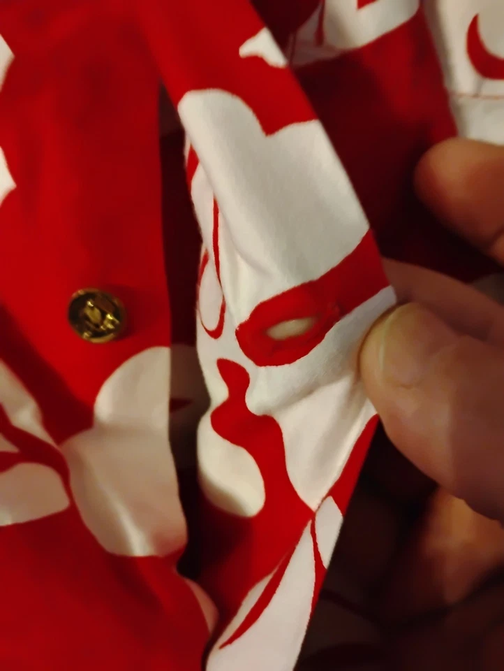 Camisa hawaiana vintage años 50 60 sin etiqueta roja floral mezcla de poli algodón para niños L Foto 4 de 4