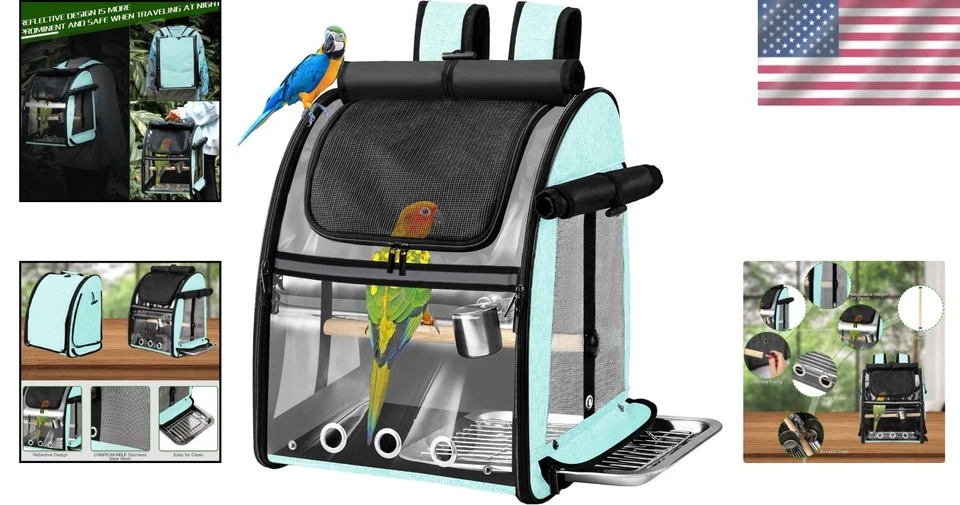 Lightweight Bird Travel Bag with Stainless Steel Mesh - Image 2 of 4