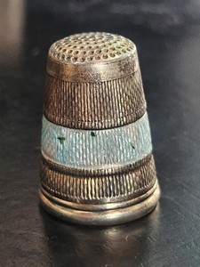 Antique Sterling Silver Enamel Thimble