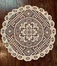 Vintage Large Lace Doily Table Topper 25  Round