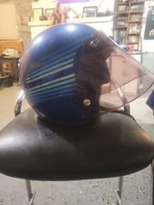 Rare Vintage 1970s Harley-davidson Model A Helmet Blue Open-face With Visor
