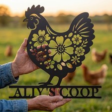 Personalized Chicken Coop Sign, Custom Farm Name Metal Sign, Chicken Coop Decor,