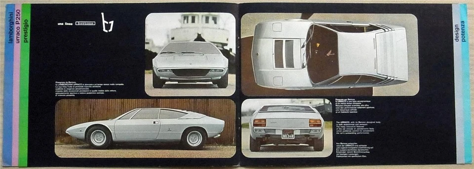Folleto de ventas de autos deportivos Lamborghini Urraco P250 1973 #INT Foto 3 de 4