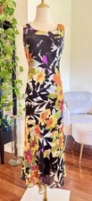 Sz 10 Vintage Adrianna Papell 100% silk Slip Dress Tank Maxi Floral Chiffon