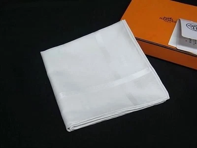 Mouchoir Hermes H Passant 100 coton poche carré femme blanc Fz2952 - Photo 1/4