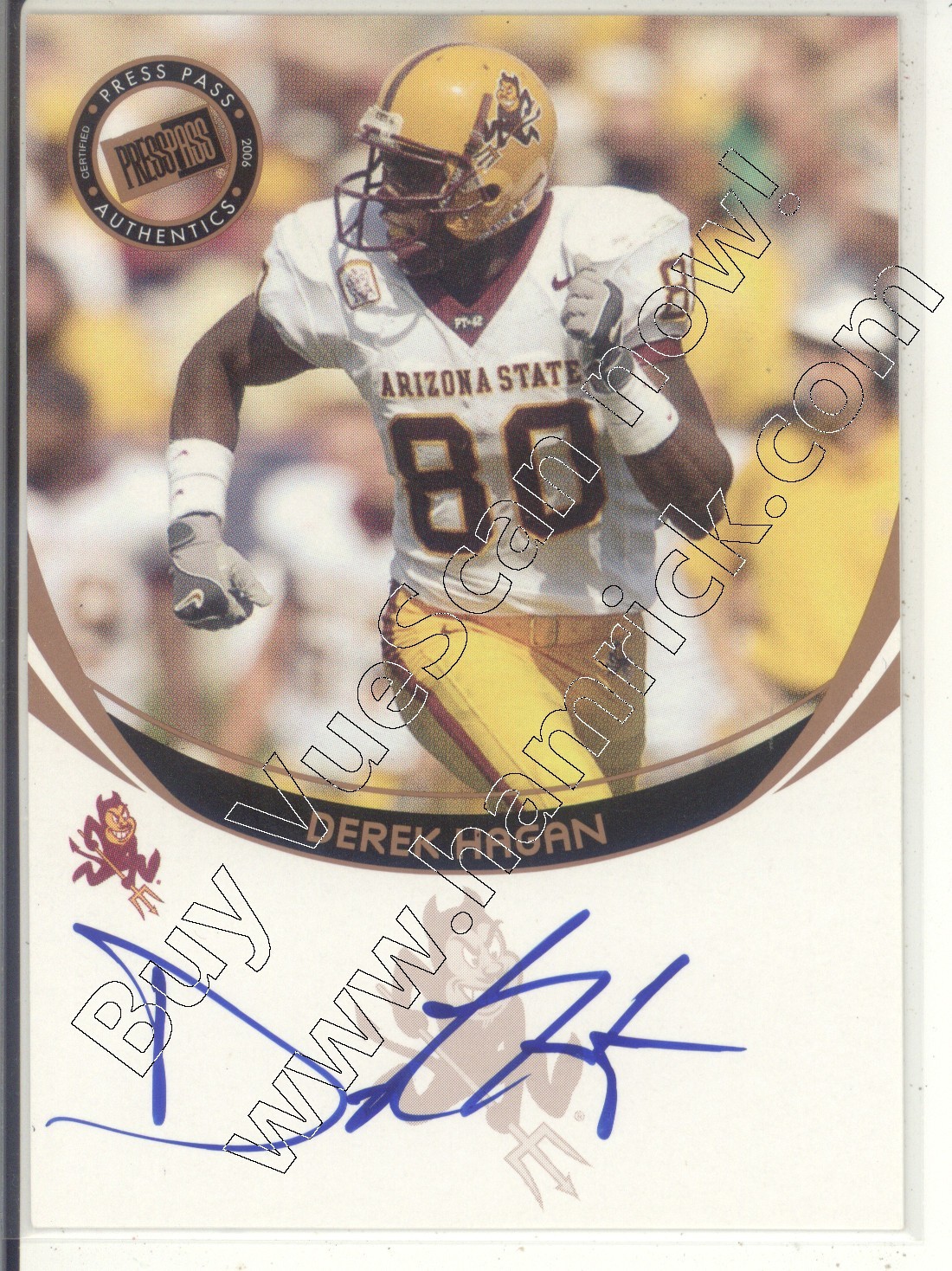 derek hagan rookie rc draft auto autograph arizona state asu college 2006