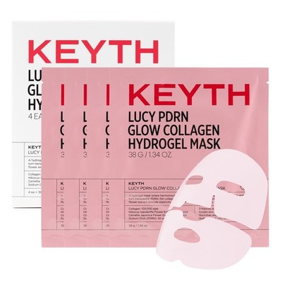 KEYTH LUCY PDRN GLOW COLLAGEN HYDROGEL MASK 4EA X 38G 4 Count (Pack of 1) 