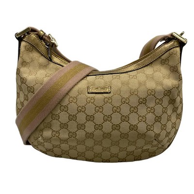 GUCCI GG 181092 Beige Gold Pink Jacquard Leather Shoulder Bag | eBay
