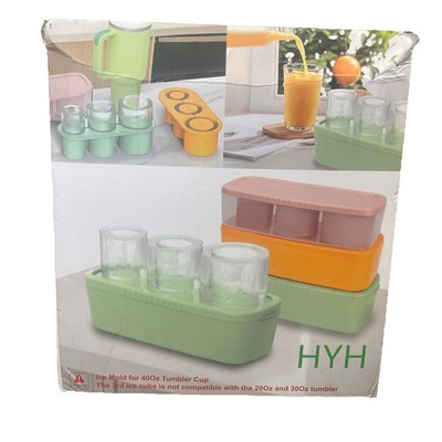 HYH 3 Pack Ice Cube Tray Silicone Hollow Cylinder Ice Mold Open Box New