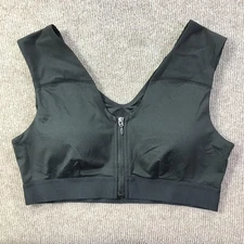 Tommie Copper Sports Bra Womens XL Black Zip Front Supportive Activewear Gym