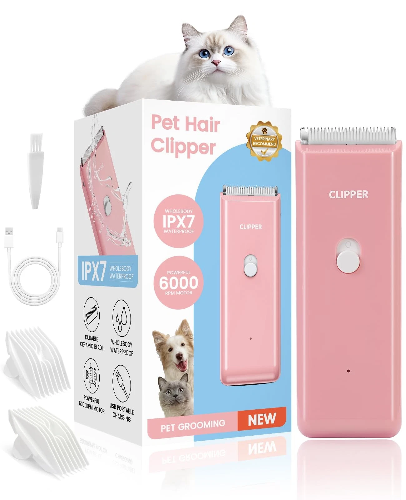 Dog Clipper for Matted & Long Hair,Quiet Pet Paw Hair Trimming Groomer,Handy ...