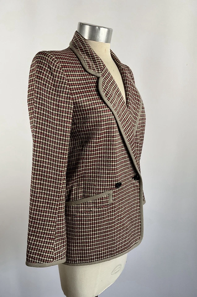 Chaqueta de Colección Años 80 Yves Saint Laurent Cuadros Ventana Doble Pecho Foto 2 de 4