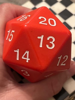 Rpg Ad&d MASSIVE D20 opaque red dice *slight flaws 021626@