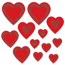 Beistle Glittered Heart Cutouts - Valentines Party Supply Decoration