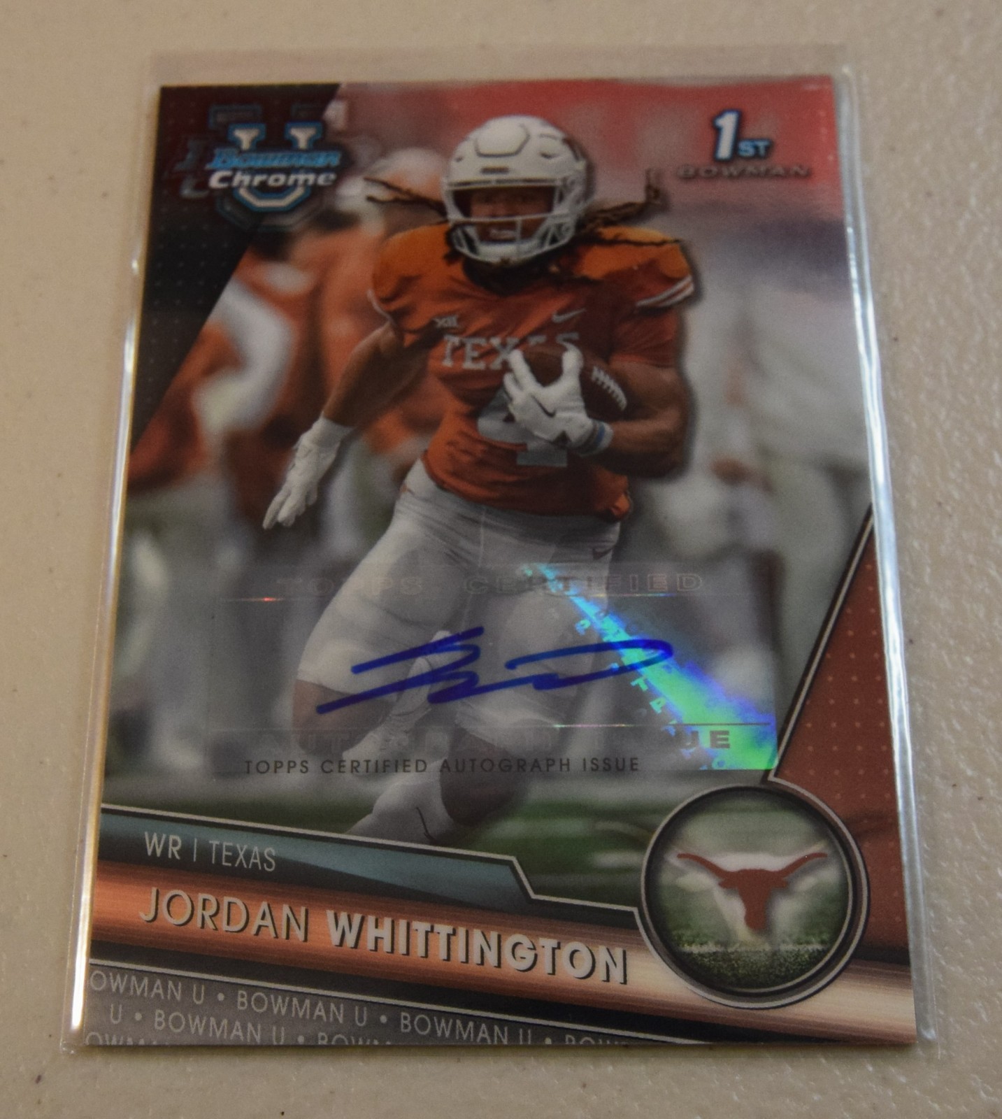 Jordan Whittington 2023 Bowman U Chrome Prospect Auto 192 Texas Longhorns