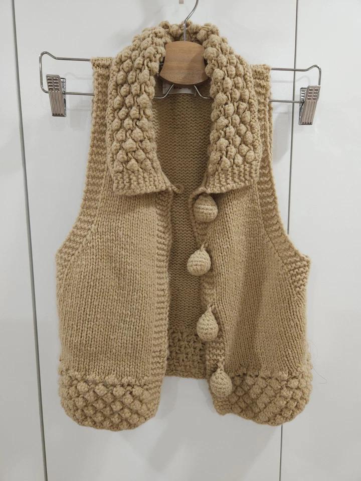 Camiseta sin mangas H2O vintage mezcla de lana bola de hilo gruesa tejida corta Foto 2 de 4