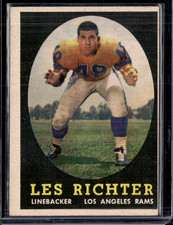 1958 Topps #105 Les Richter Los Angeles Rams (HOF) EX/EX-MINT (miscut back)