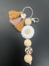 Beaded Sunflower Hen Keychain