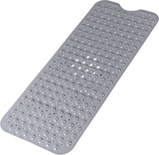 Large Non Slip Bathtub Mat, Extra Long Bath Mat 40 x 16 Rectangular , Grey